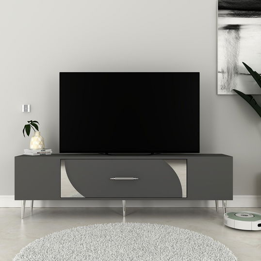 Comoda TV, Olivia, Dekop2, Antracit / Argintiu