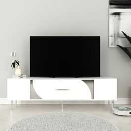Comoda TV, Olivia, Dekop2, Alb / Argintiu