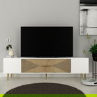 Comoda TV, Olivia, Dekol1, Stejar Safir / Alb / Auriu