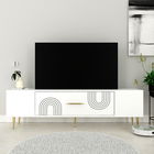 Comoda TV, Olivia, Dekol2, Alb/Auriu