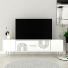 Comoda TV, Olivia, Dekol2, Alb / Argintiu
