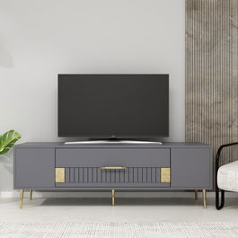 Comoda TV, Olivia, Dekolp4, Antracit / Aur
