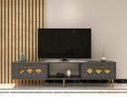 Comoda TV, Olivia, Dome, Antracit / Aur