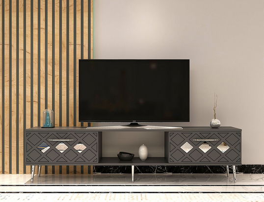 Comoda TV, Olivia, Dome, Antracit / Argintiu