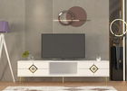 Comoda TV, Olivia, Robber, Alb/Auriu