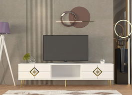 Comoda TV, Olivia, Robber, Alb/Auriu