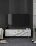 Comoda TV, Olivia, Retrolp5, Alb/Auriu
