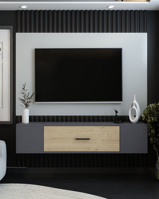 Comoda TV, Olivia, Kodaks, Stejar antracit / safir