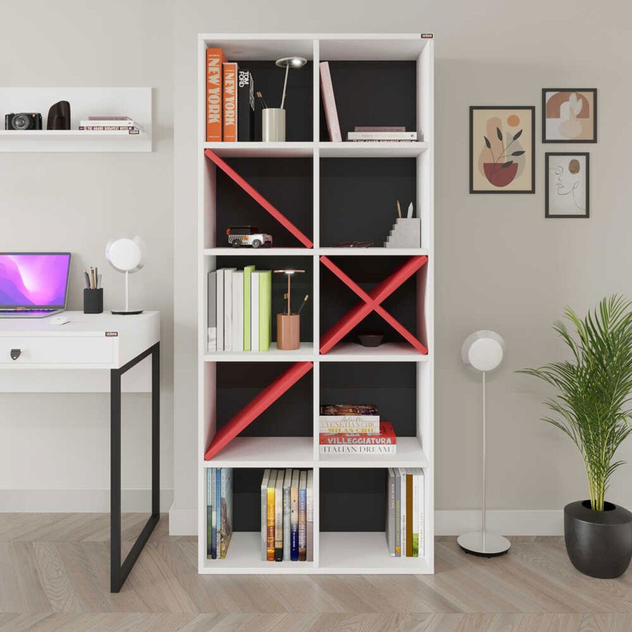 Corp biblioteca, Adore, Ktp-910-Bk-1, Alb/Rosu