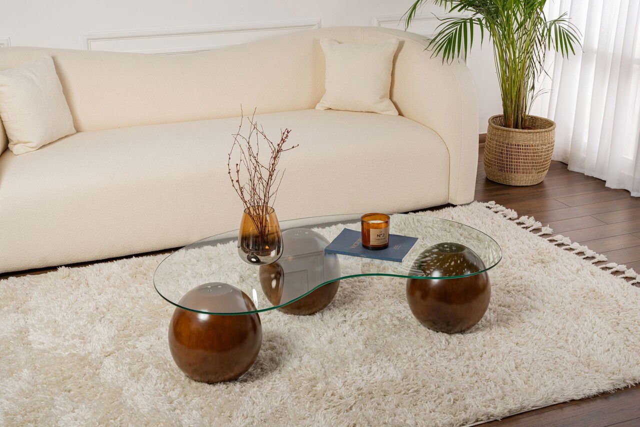 Masuta de cafea, Cerritos, Sphere, Nuc / Transparent