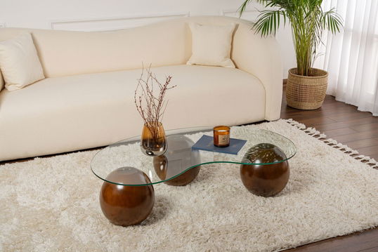 Masuta de cafea, Cerritos, Sphere, Nuc / Transparent