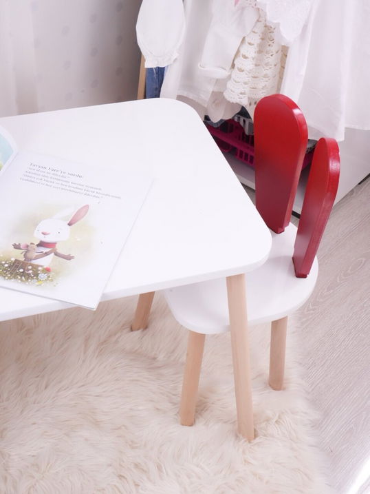 Set masa si scaun pentru copii, Bambini, Bunny One Chair Set, Rosu/Alb