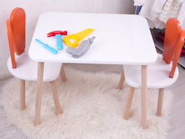 Set masa si scaun pentru copii, Bambini, Bunny Two Chair Set, Portocaliu/Alb