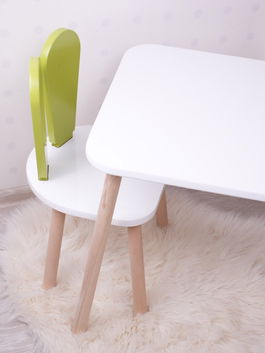 Set masa si scaun pentru copii, Bambini, Bunny Two Chair Set, Verde Fistic / Alb