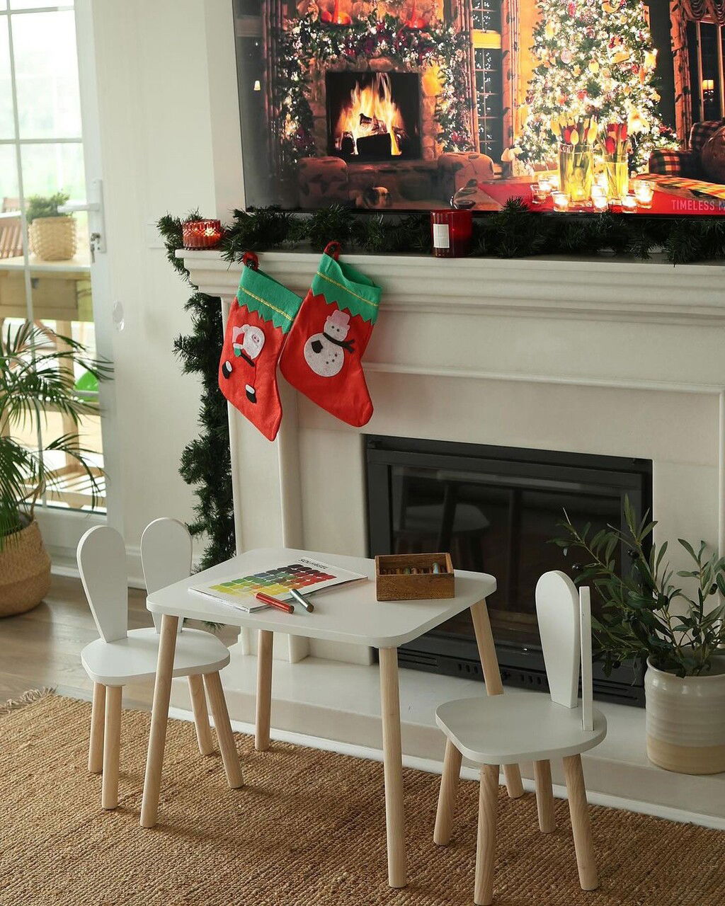 Set masa si scaun pentru copii, Bambini, Bunny Two Chair Set, Alb