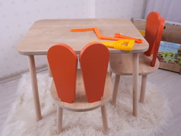 Set masa si scaun pentru copii, Bambini, Bunny One Chair Set, Portocaliu/Maro