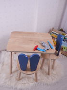 Set masa si scaun pentru copii, Bambini, Bunny Two Chair Set, Albastru / Maro