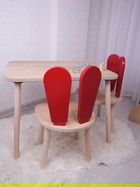 Set masa si scaun pentru copii, Bambini, Bunny Two Chair Set, Rosu maro
