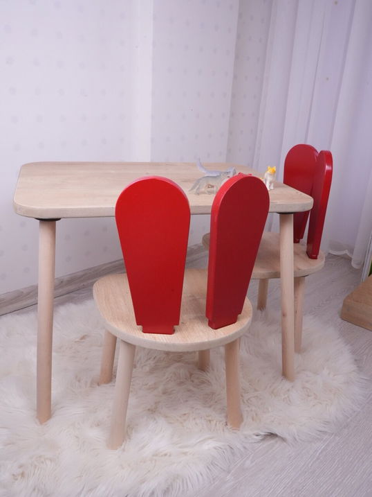 Set masa si scaun pentru copii, Bambini, Bunny Two Chair Set, Rosu maro