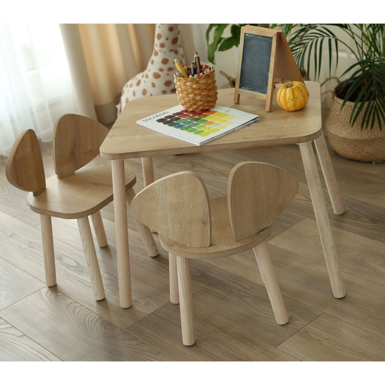Set masa si scaun pentru copii, Bambini, Mickey Two Chair Set, Maro