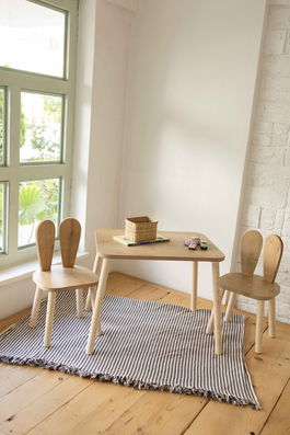 Set masa si scaun pentru copii, Bambini, Bunny Two Chair Set, Maro
