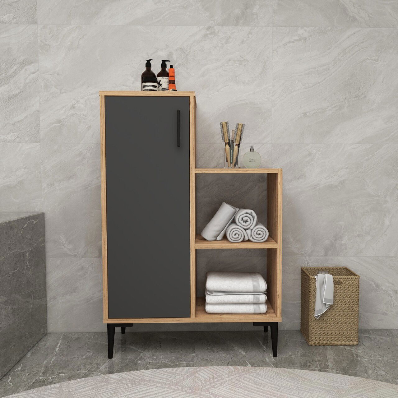 Dulap multifunctional, Arnetti, Reysary, Pin Atlantic / Antracit