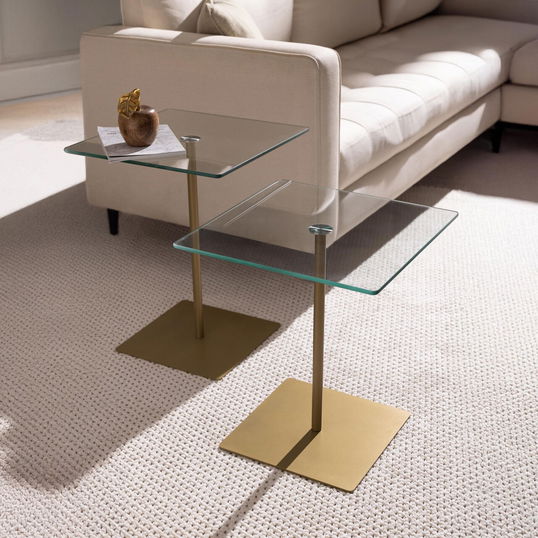 Set masuta de cafea, Neostill, Elegante 2, Auriu / Transparent
