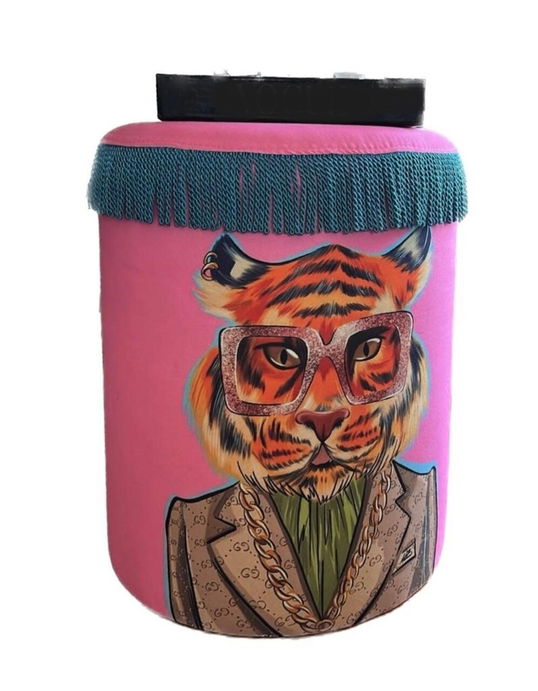 Taburet, Qunef, Jungle Scar Pouffe, 45x60 cm, Material: 100% IN, Multicolor