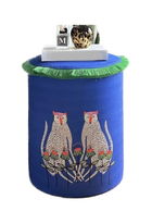 Taburet, Qunef, Jungle Scar Pouffe 17, 45x60 cm, Material: 100% IN, Albastru
