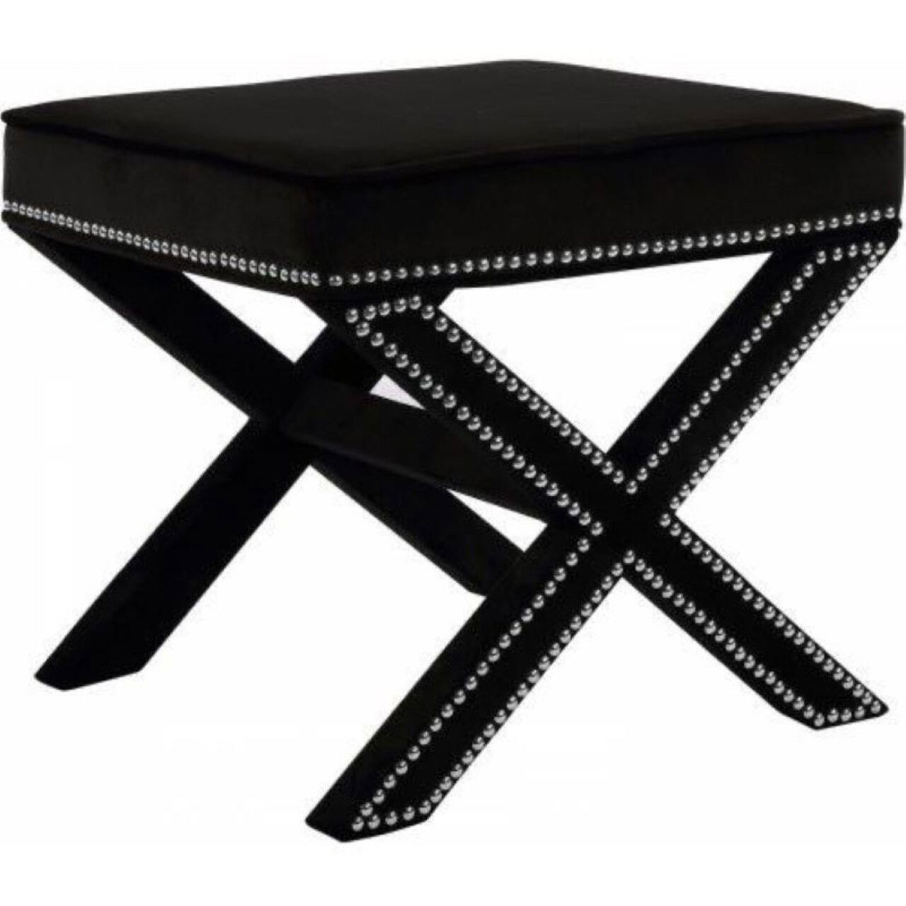 Taburet, Qunef, Pelona Capraz Pouffe, 40x60 cm, Cadru: 100% MDF, Negru/Argintiu