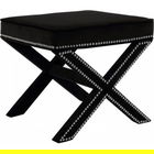 Taburet, Qunef, Pelona Capraz Pouffe, 40x60 cm, Cadru: 100% MDF, Negru/Argintiu