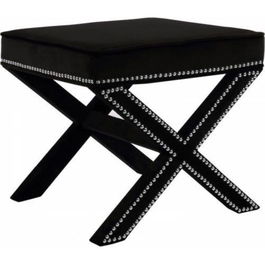 Taburet, Qunef, Pelona Capraz Pouffe, 40x60 cm, Cadru: 100% MDF, Negru/Argintiu