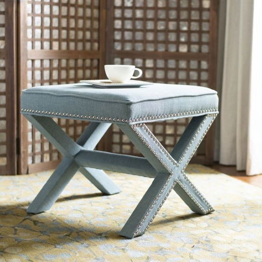 Taburet, Qunef, Pelona Capraz Pouffe 60, 40x60 cm, Cadru: 100% MDF, Bleu