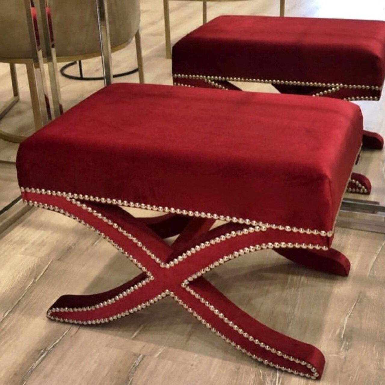 Taburet, Qunef, Pelona Capraz Pouffe 60, 40x60 cm, Cadru: 100% MDF, Rosu
