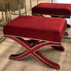 Taburet, Qunef, Pelona Capraz Pouffe 60, 40x60 cm, Cadru: 100% MDF, Rosu