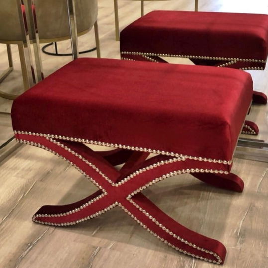 Taburet, Qunef, Pelona Capraz Pouffe 60, 40x60 cm, Cadru: 100% MDF, Rosu