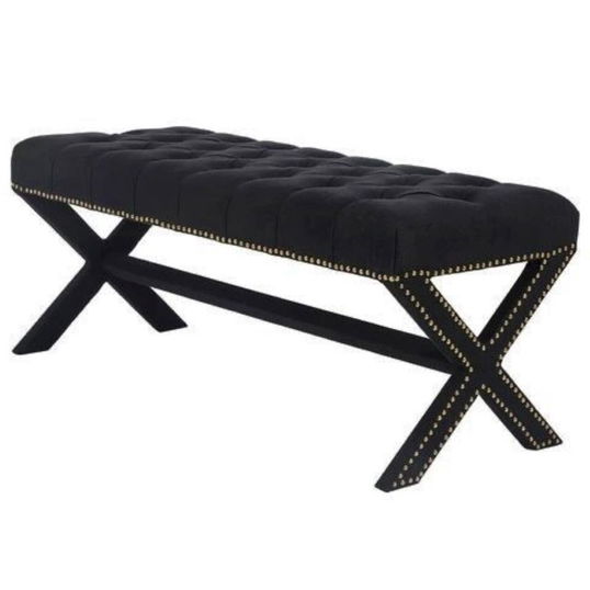 Taburet, Qunef, Pelona Capraz Pouffe 120, 40x120 cm, Cadru: 100% MDF, Negru