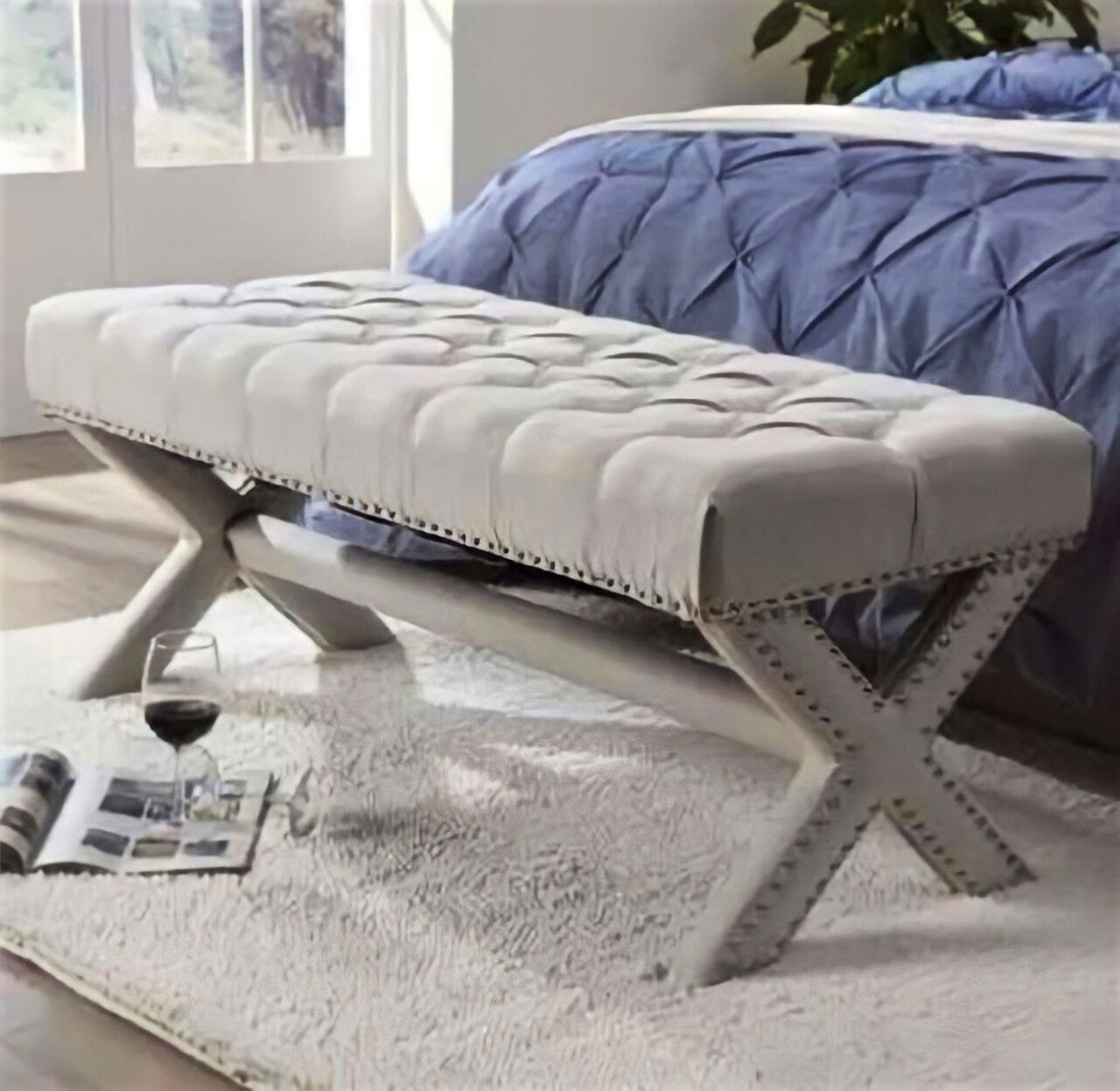 Taburet, Qunef, Pelona Capraz Pouffe 120, 40x120 cm, Cadru: 100% MDF, Gri