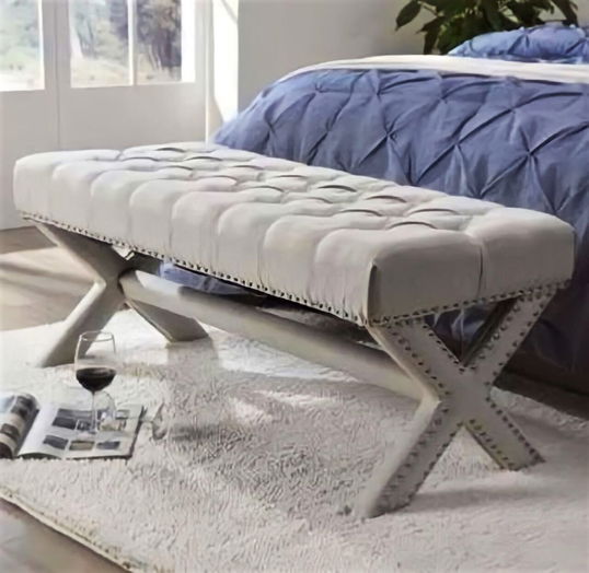 Taburet, Qunef, Pelona Capraz Pouffe 120, 40x120 cm, Cadru: 100% MDF, Gri