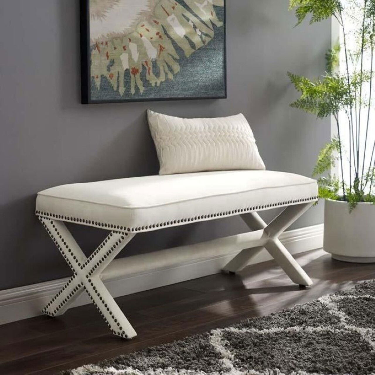 Taburet, Qunef, Pelona Capraz Pouffe 120, 40x120 cm, Cadru: 100% MDF, Alb