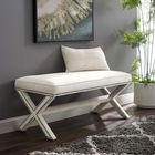 Taburet, Qunef, Pelona Capraz Pouffe 120, 40x120 cm, Cadru: 100% MDF, Alb