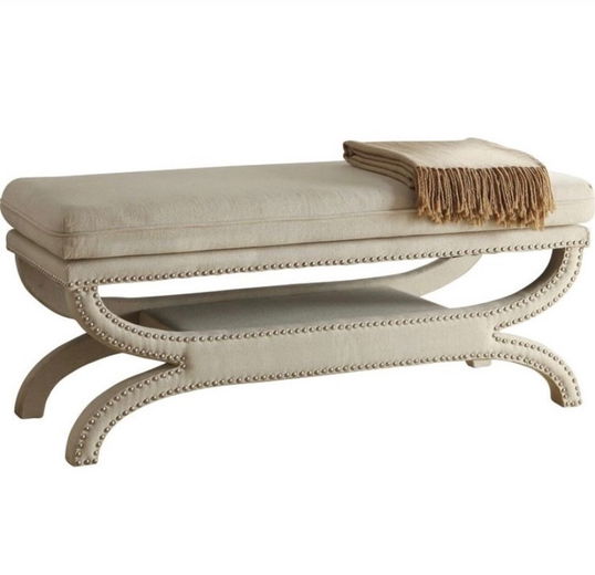 Taburet, Qunef, Felice Halka Pouffe, 40x120 cm, Cadru: 100% MDF, Bej