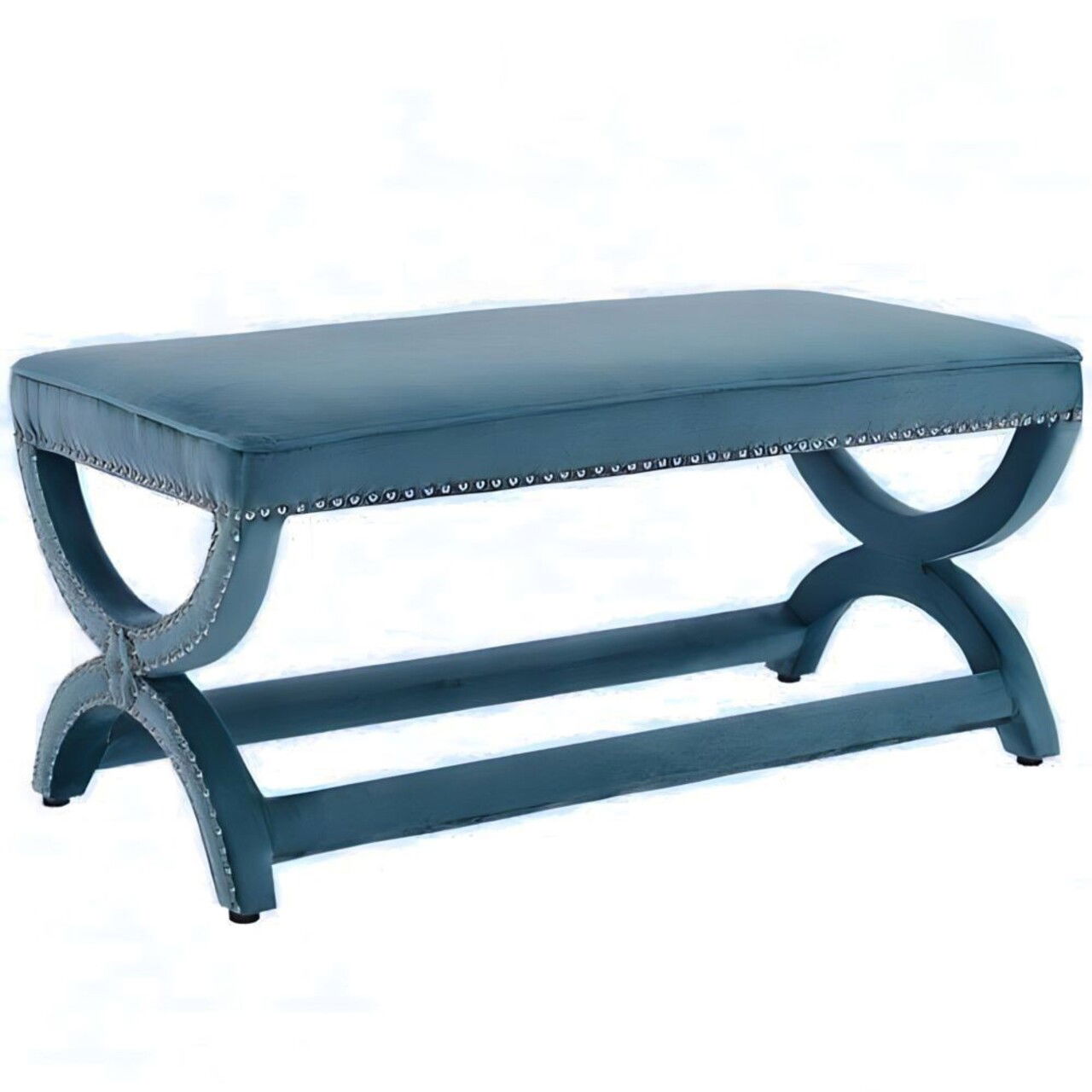 Taburet, Qunef, Felice Halka Pouffe 120, 40x120 cm, Cadru: 100% MDF, Albastru