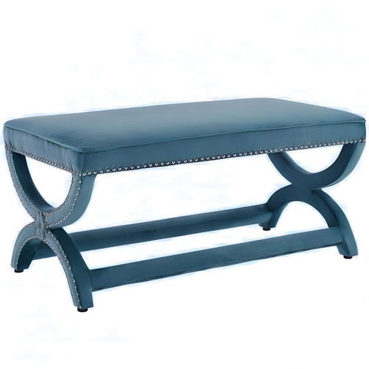 Taburet, Qunef, Felice Halka Pouffe 120, 40x120 cm, Cadru: 100% MDF, Albastru