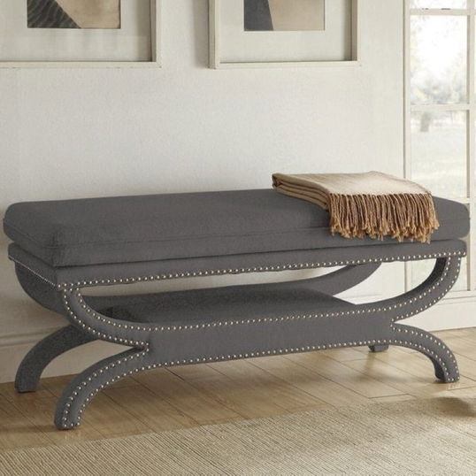 Taburet, Qunef, Felice Halka Pouffe 120, 40x120 cm, Cadru: 100% MDF, Gri