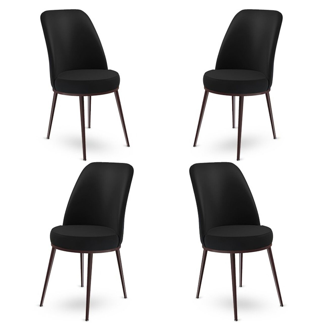 Set de scaune, Charlotte, Dexa, Metal, Negru/Maro