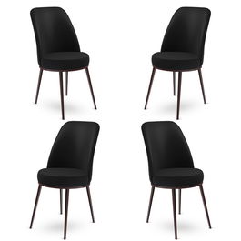 Set de scaune, Charlotte, Dexa, Metal, Negru/Maro
