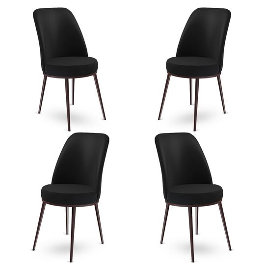 Set de scaune, Charlotte, Dexa, Metal, Negru/Maro