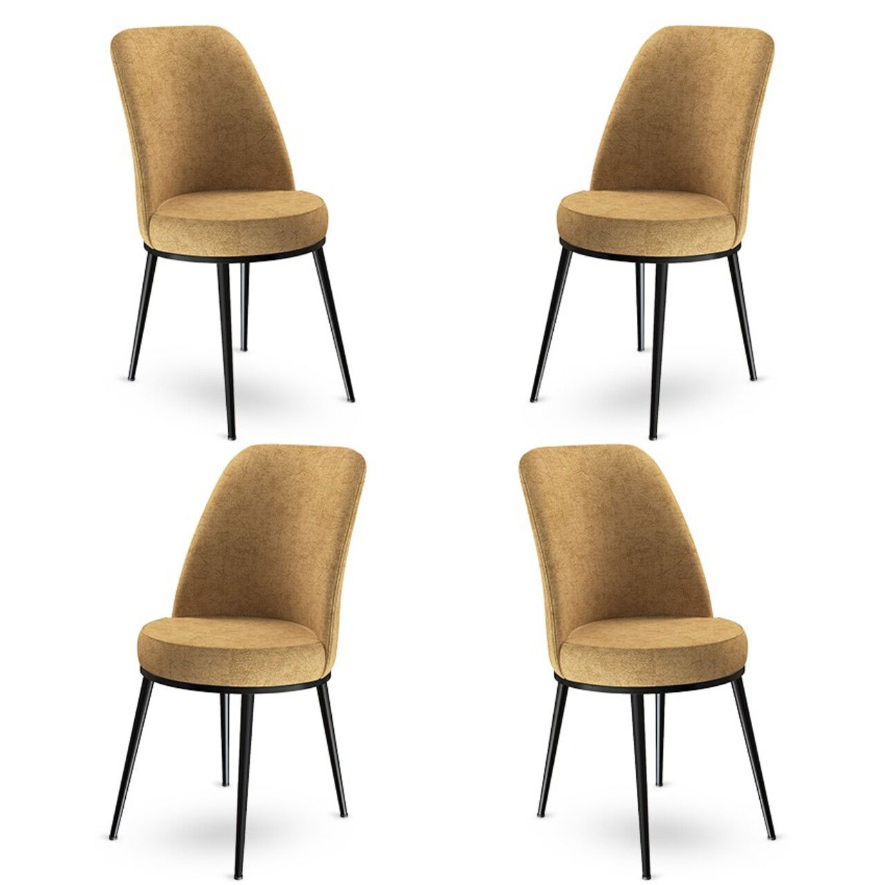 Set de scaune, Charlotte, Dexa, Metal, Cappuccino / Negru