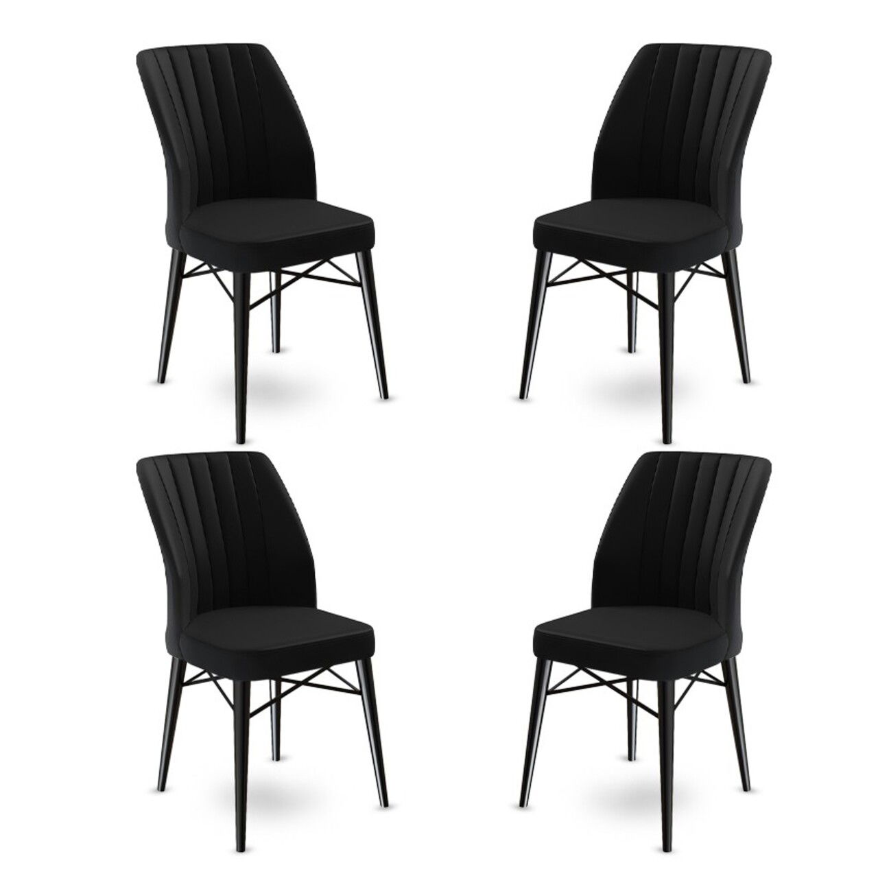 Set de scaune, Charlotte, Flex, Metal, Negru